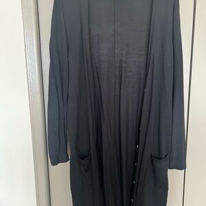 Forever 21 Black Longline Open-Front Trench Cardigan